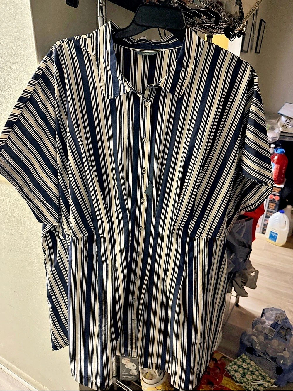 Terra & Sky Striped Midi Dress in Blue & White Size 4X